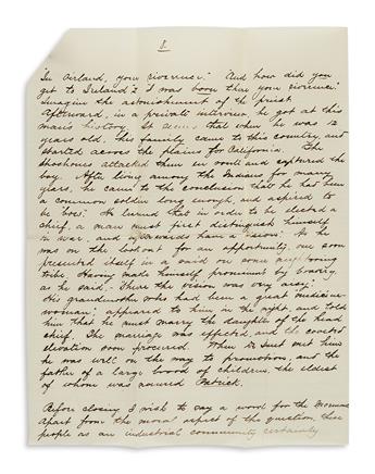 (MORMONS.) Schuyler, Walter S. Letter describing the polygamous Mormon community in Franklin, Idaho.